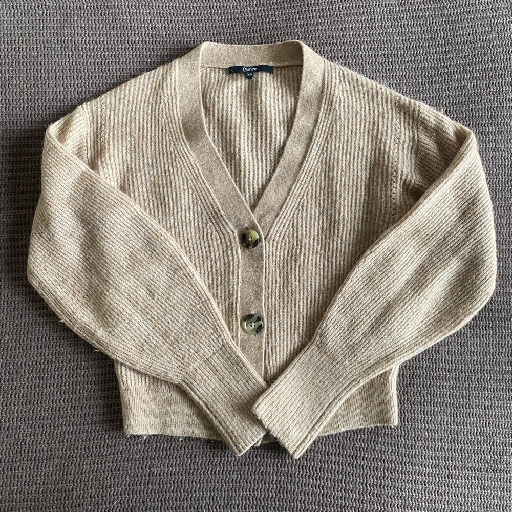 Quince baby alpaca wool cropped cardigan, XS
